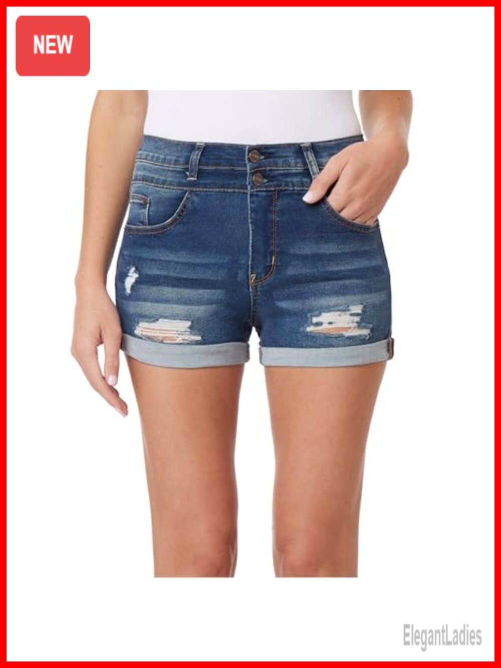 High Rise Sassy Denim Shorts Power Stretch 3" Inseam Comfort Fit Women's Jean